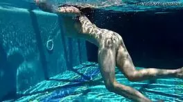 sheril blossom strips nude by the pool feeling wild