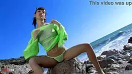 Petite 18+ latina brunette Gabrielle Neva undresses in seductive striptease.