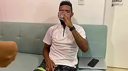 Provoking my boyfriend with interracial oral and big black cock blowjob