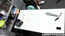 April Olsen and Cierra Bell deepthroat officer Marcus London's cock in the office to avoid trouble