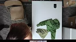 busty teen caught stealing fucks officer to avoid prison