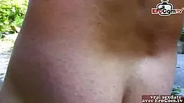 french brunette amateur teen 18+ is cheating outdoor