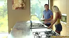 hot babe lyra law sucking her stepbrothers big cock on the sofa