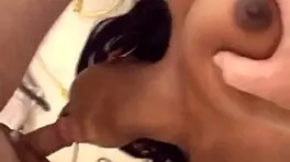 wow, busty ebony teen 18+ sucking cum!