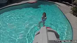 Squirting on tits with Nina North