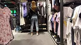 teen girl fucks in shopping center locker room for cum in mouth