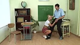 Wow, professor fucks blonde with small tits and shaved pussy!
