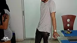 Horny Latina neighbor asks for pipe help, but gets her tight pussy fixed