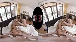 New maid performs blowjob and handjob in taboo group scene