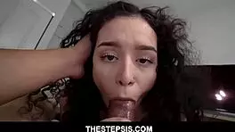 Hot Curly Brunette Latina Teen Rides Her Stepbrother On The Bed