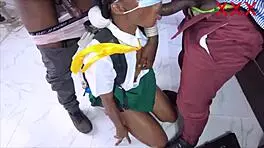 Bad college girl with big tits and ass smokes while handling monster cocks in full video