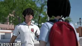 Adult time hentai school features hot teacher and teen 18+ students in anime cartoon fucking