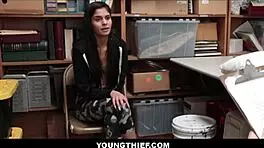 Katya Rodriguez, the petite latina teen, gets caught shoplifting and fucked by Santa Claus Wrex Oliver.