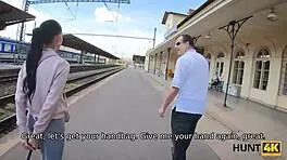 Lucky hunter scores with stunning young 18+ lady for big cash