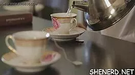 nerd strips down and begs for a hard cock pounding in her wet european cunt