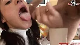 18YO Brunette Coed Ass Fucked Hard Before Mouth Cumshot!