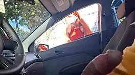 Asking directions from beautiful woman at bus stop