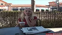 Blonde Teen 18+ with Big Tits Picked Up at Cafe for Sex