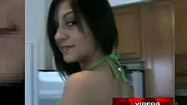 Liz Vicious presents Raven Riley in green bikini, shaved pussy fucked to orgasm.