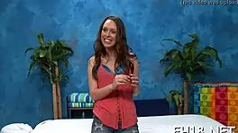 hot 18 year old sweetheart gets oiled for erotic pov massage