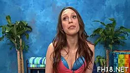 hot 18 year old sweetheart gets oiled for erotic pov massage