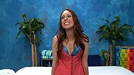 hot 18 year old sweetheart gets oiled for erotic pov massage