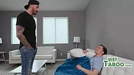 Nerdy teen stepsis learns taboo skills from uncle and father-in-law in a group threesome with detailed instructions