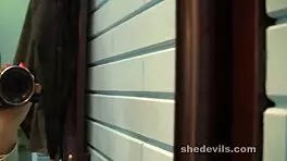 Blonde Amateur Captures Homemade Self-Shot Video In Public Change Room For Voyeur Viewers.