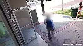 Monica Saige spreads legs for deep penetration in shop