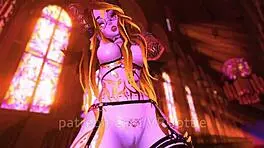 性感魅魔在教堂里提供激烈颜面骑乘和淫荡膝上舞，VRChat ERP