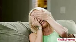 stepmom surprises her hot stepteen with lesbian sex, kissing and face sitting