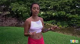 yngr - petite 18+ latina paulina ruiz rides her first bbc, deepthroating and doggystyle rough