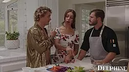 April olsen turns her naughty cooking show into a sexy bisexual threesome with cum
