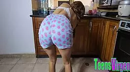 horny housemate with big tits pranks roommate into hardcore cum-filled fucking