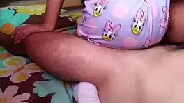 deisy rides my cock in pajamas, cumming on her pussy to avoid pregnancy