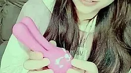 curious teen 18+ masturbating with bunny toy