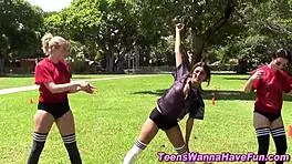 At the party, horny amateur teen 18+ gives handjob and fingering