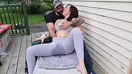 Squirting and Cumming Hard in Yoga Pants During Outdoor Foreplay