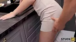 Stuck4k gorgeous charmer gets blowjob and ass licking in kitchen hardcore with horny blonde