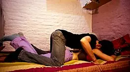 Very hot teen girlfriend waits in bed for hardcore fucking with redhead latina big ass bent over cumshot