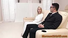 Mormon teen riding bishop's cock in missionary