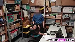 Cute burglar punished with big cock in the shop.