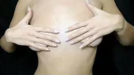 teen girl oils up after shower for a sensual tits massage orgasm