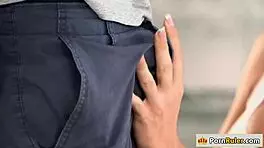 MILF Sucks Stepdaughter's Boyfriend's Big Cock in Threesome