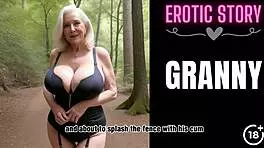 Granny shares erotic sex with horny gilf in garden
