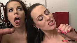 Foursome Blowjob with Jessica Koks and Mea Melones Filled with Cum Loads