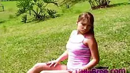 i'm little bree, fingering my clit outdoors until orgasm