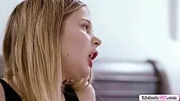 Blonde teen licks lesbian bff's hairy ass to orgasm!