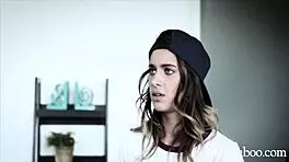 lesbian teen ends up fucking her step-brother passionately