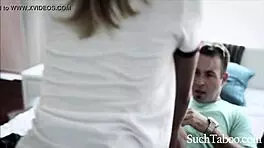 lesbian teen ends up fucking her step-brother passionately